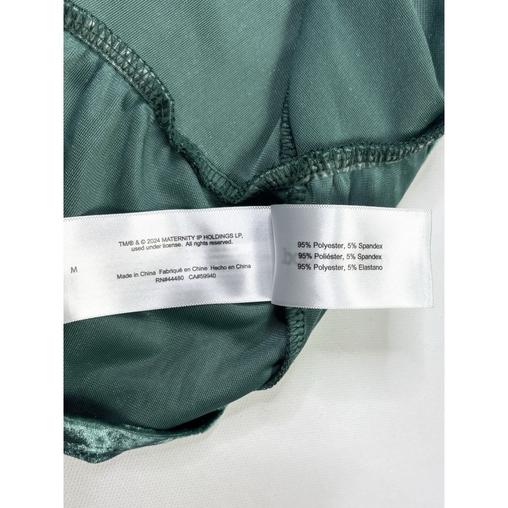 Motherhood Dress Women's Medium New W/ Tags Green Crushed Velvet Long Sleeve - Picture 8 of 11